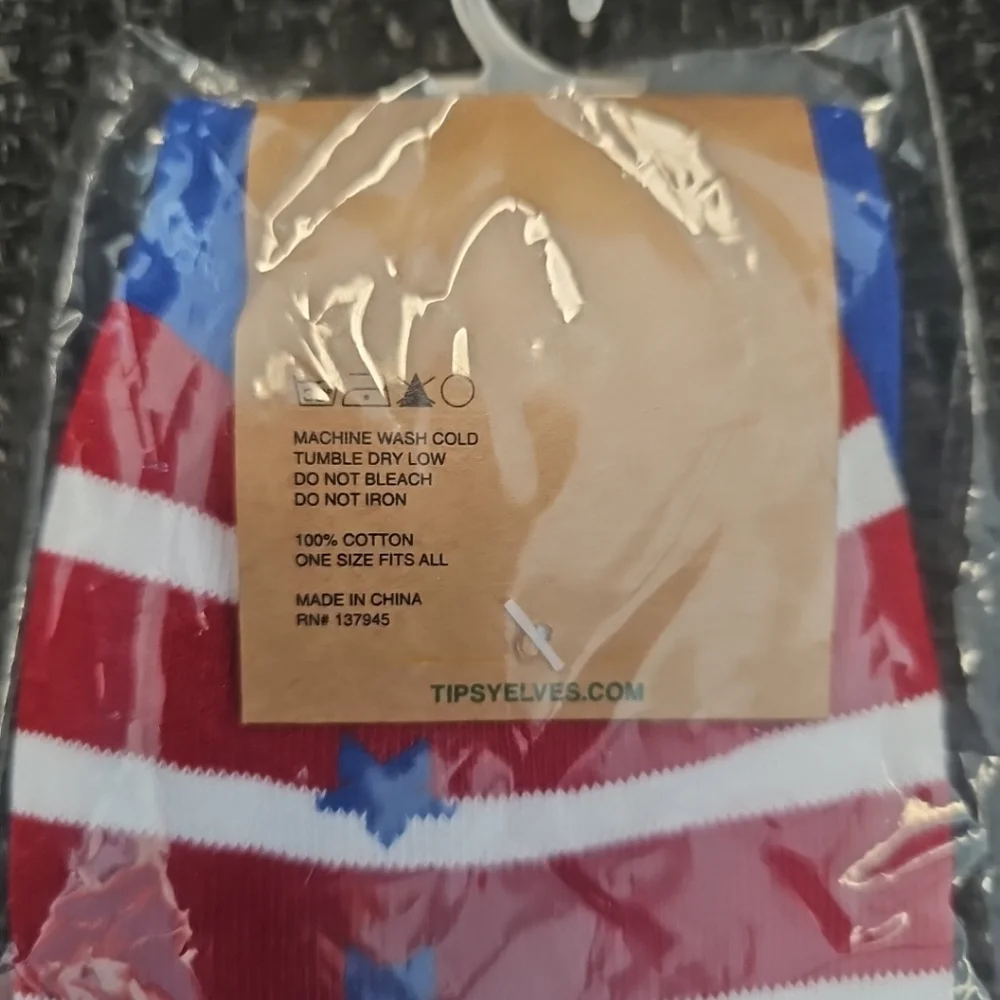 NWT Tipsy Elves Women's USA Striped Patriotic Socks One Size Red White & Blue